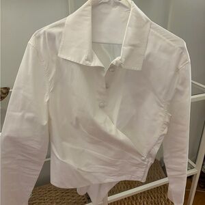 Tory Burch White Wrap-Style Button Down Shirt